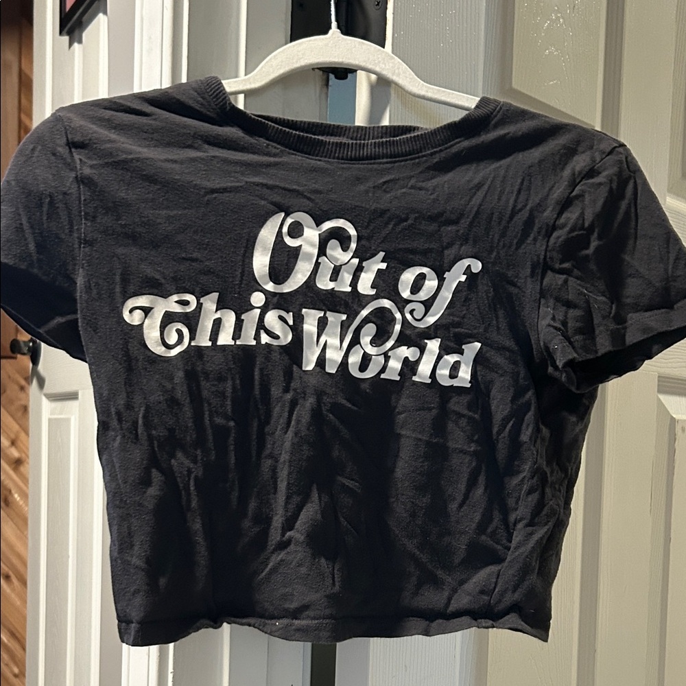 H&M Black Crop Top with White Print